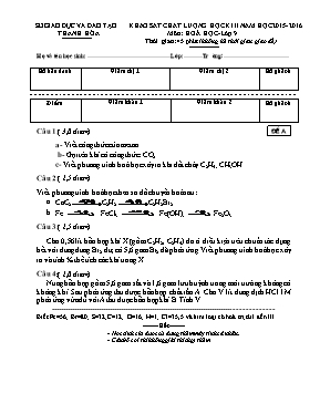 Đề khảo sát chất lượng học kỳ II môn Hóa học Lớp 9 - Năm học 2015-2016 - Sở GD & ĐT Thanh Hóa